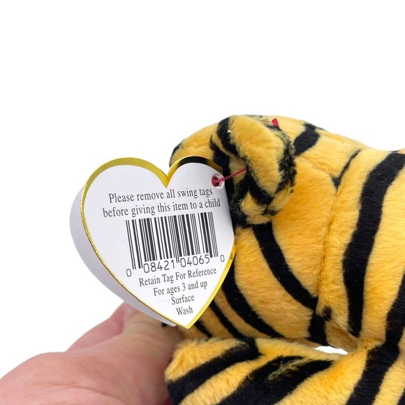 TY Beanie Babies Baby STRIPES the BENGAL TIGER Cat PVC Pellets RETIRED Vintage - Picture 12 of 14